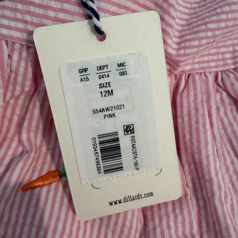 Easter Pink Striped Seersucker Kids Dress with Bow and Bloomers - NWT - Picture 5 of 6